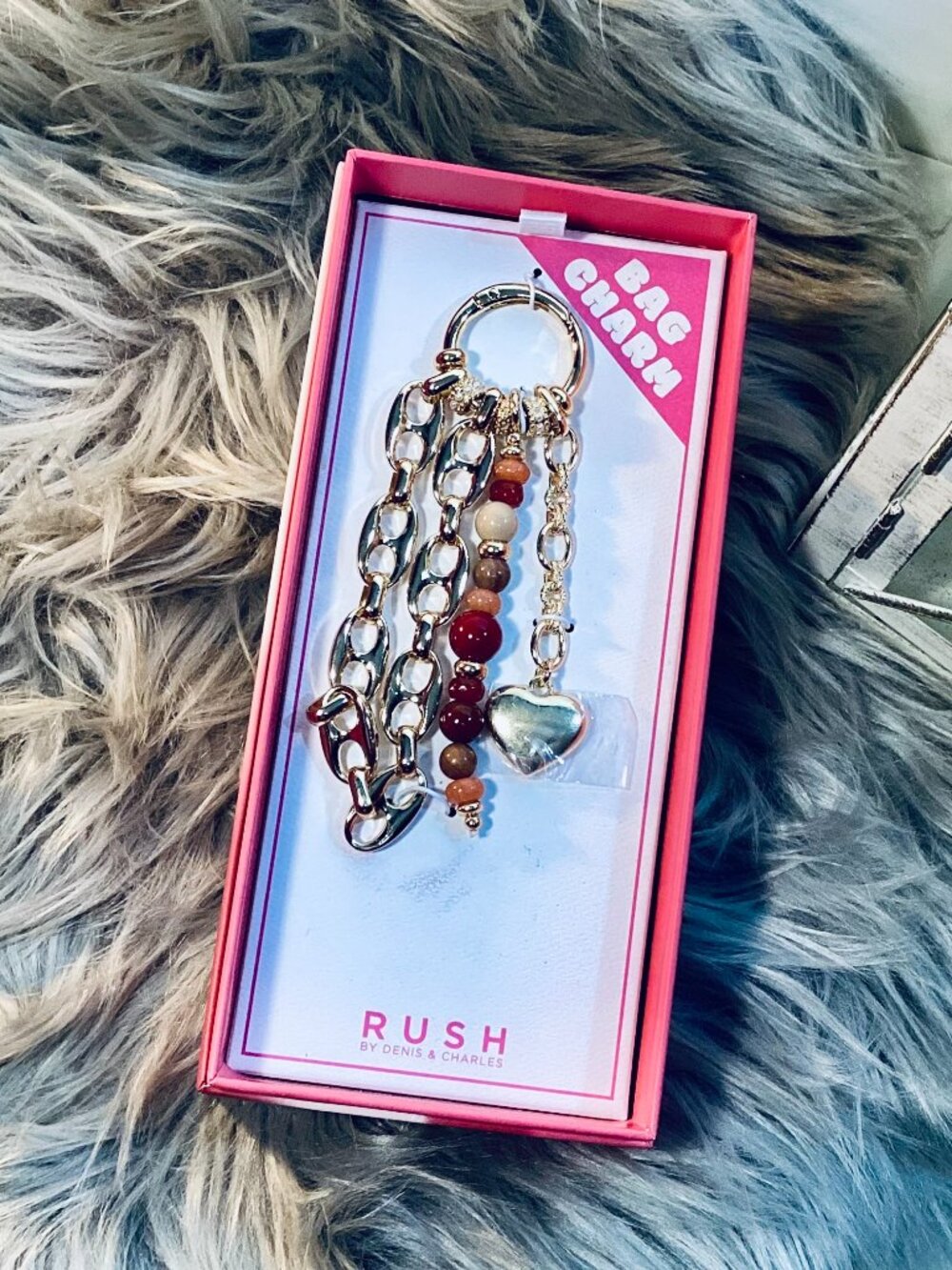 Rush by Denis and Charles Bag Charm Gold Tone Hardware Chunky Mariner Link NEW